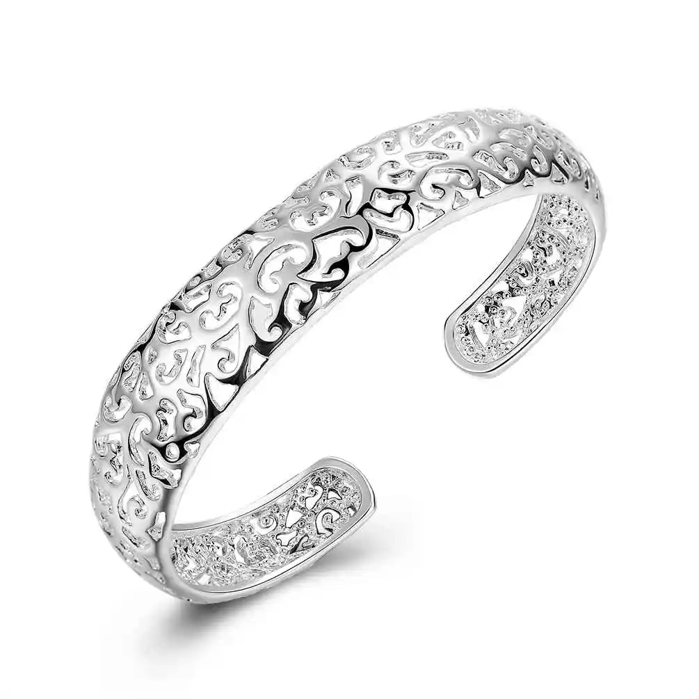 Горячая Распродажа 2017 CC манжета Серебряный браслет шикарный полый песок цветок