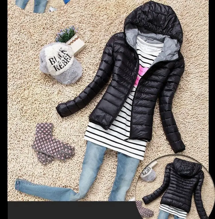 Winter jacket women new style fashion women's long-sleeved hooded thin section cotton jacket short coat female