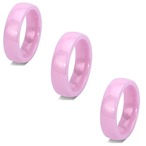Pink Color 3 шт./компл. розового и фиолетового цветов голубые керамические кольца для Для женщин никогда не увядает Цвет Титан Сталь пользовательские Керамика ювелирные изделия Подарок на годовщину в виде колец - Цвет основного камня: Pink Color