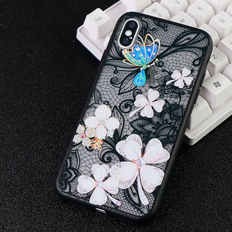 Fashion Hollow Phone Cases for iPhone 6s 7 8 Plus X XS MAX XR Lace Floral Soft TPU Silicone Fitted Cell Back Covers Accessories | Мобильные