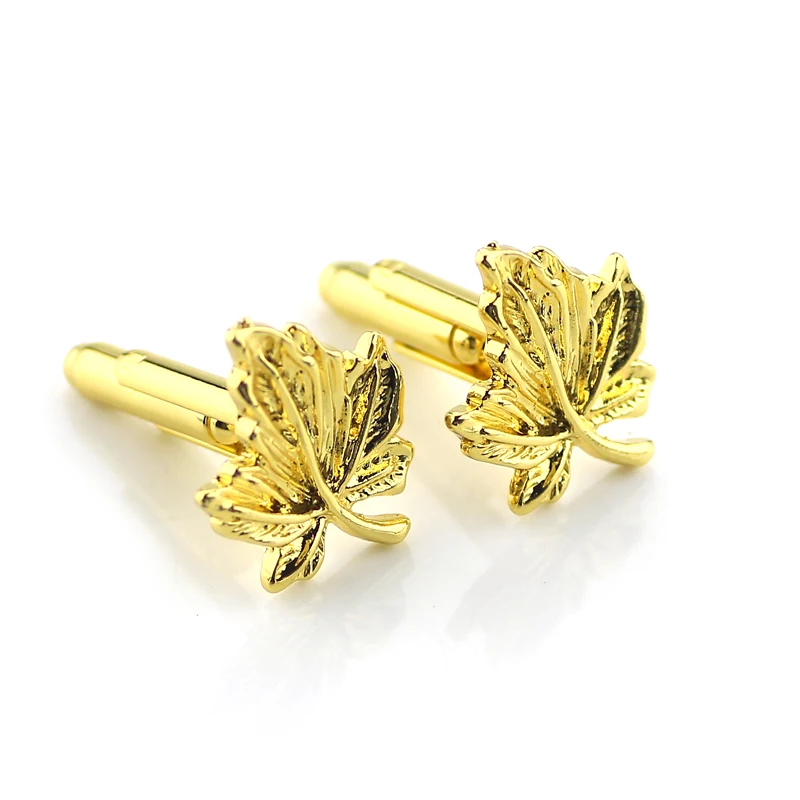 Оптовая продажа 20 шт./лот Золотая рубашка с Кленовым листом запонки высокое