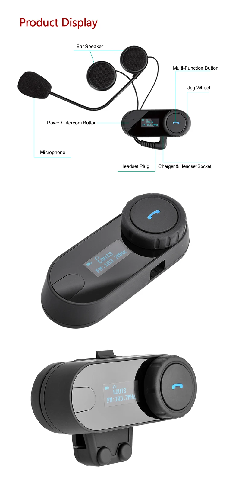 2 шт. FreedConn TCOM-SC Bluetooth гарнитура мотоциклетный шлем домофон Handfree переговорные колонки система внутренней связи с ЖК FM