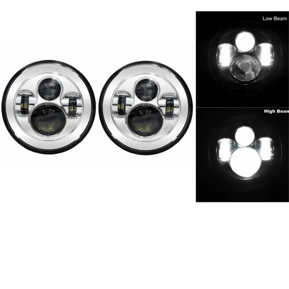 40w Headlight chrome 2 шт. " светодиодный налобный светильник с Halo дневной ходовой светильник для Jeep JK VAZ 2121 Lada Niva 4x4 7" светодиодный налобный фонарь с янтарным указателем поворота - Цвет: 40w Headlight chrome