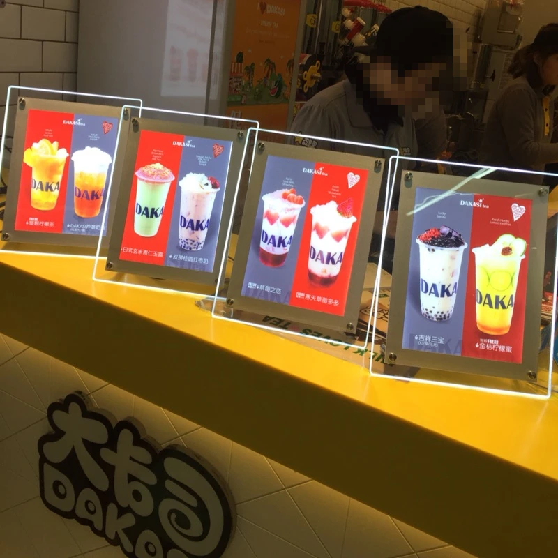 Акриловая рамка для ресторана дисплей меню a4 светодиодная фоторамка лайтбокс|frame