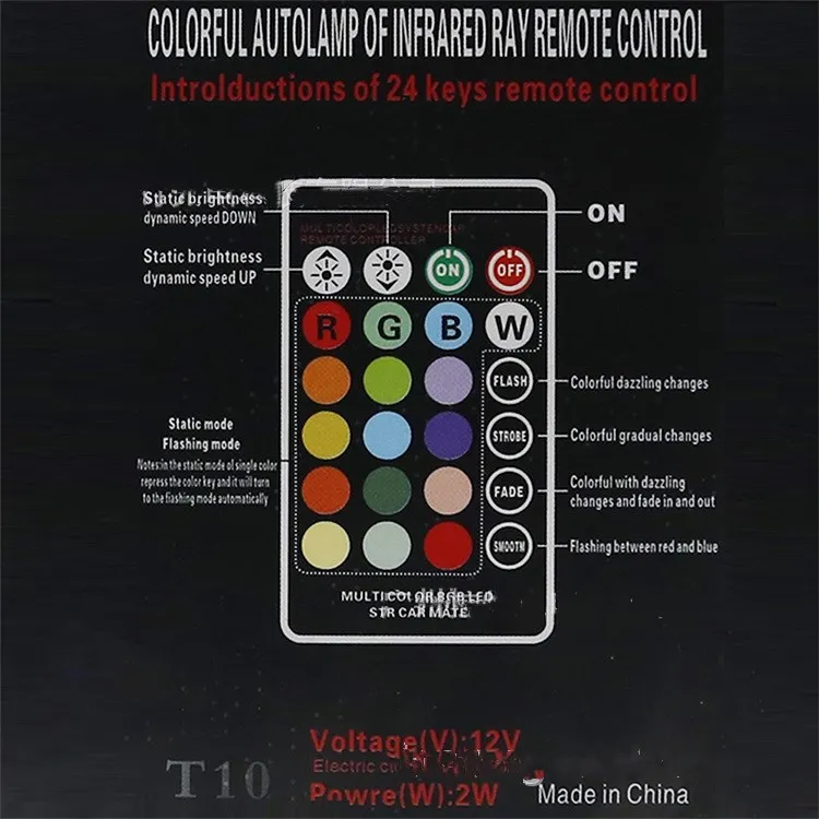 1 комплект Заводская Новинка и горячая распродажа прямая продажа T10 w5w RGB 12SMD COB 194 168