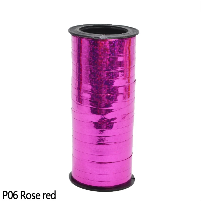 P06 Rose red-100yard Шар цвета розового золота лента-лазер для вечерние украшения свадьбы День рождения вечерние аксессуары для воздушного шара фольга атласная упаковка кран - Цвет: P06 Rose red-100yard