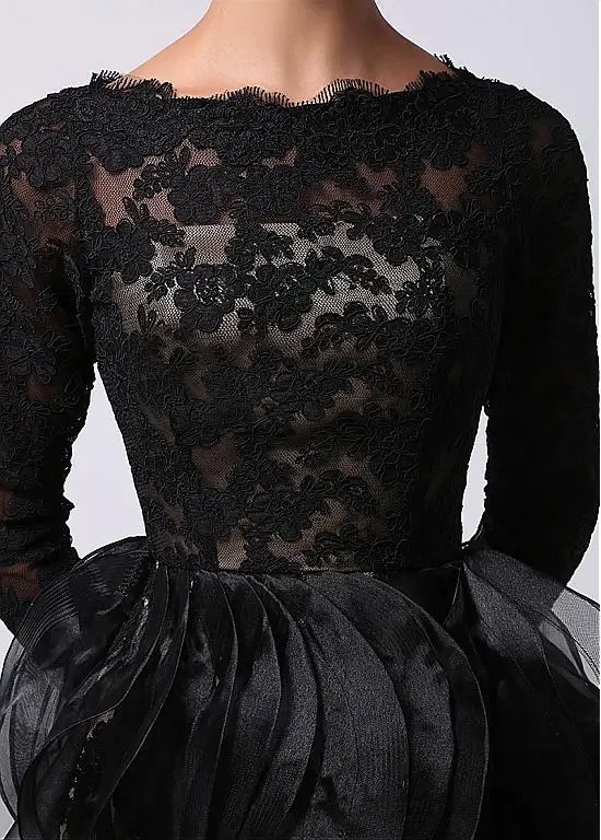 Новое Прибытие Черный Онлайн Короткие Мини Коктейльные Платья 2016 Sexy Sheer Длинным