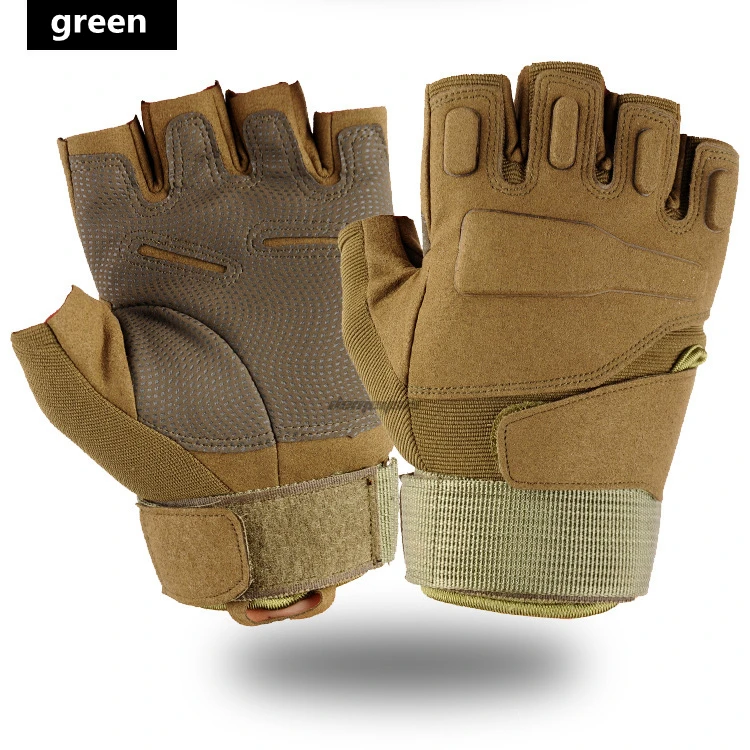 half finger green Перчатки для охоты на открытом воздухе, Пешие прогулки, дышащие, для альпинизма, военные, военные, для страйкбола, для стрельбы, тактические перчатки - Цвет: half finger green