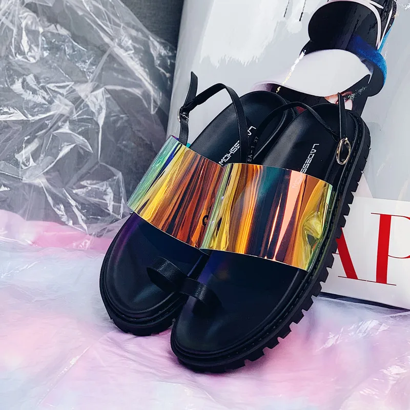Punk Style Women's Summer Flat Gladiator Platform Buckle Sandals 2019 Fashion Casual Transparent Sandalias Shoes Women Flip Flop | Обувь