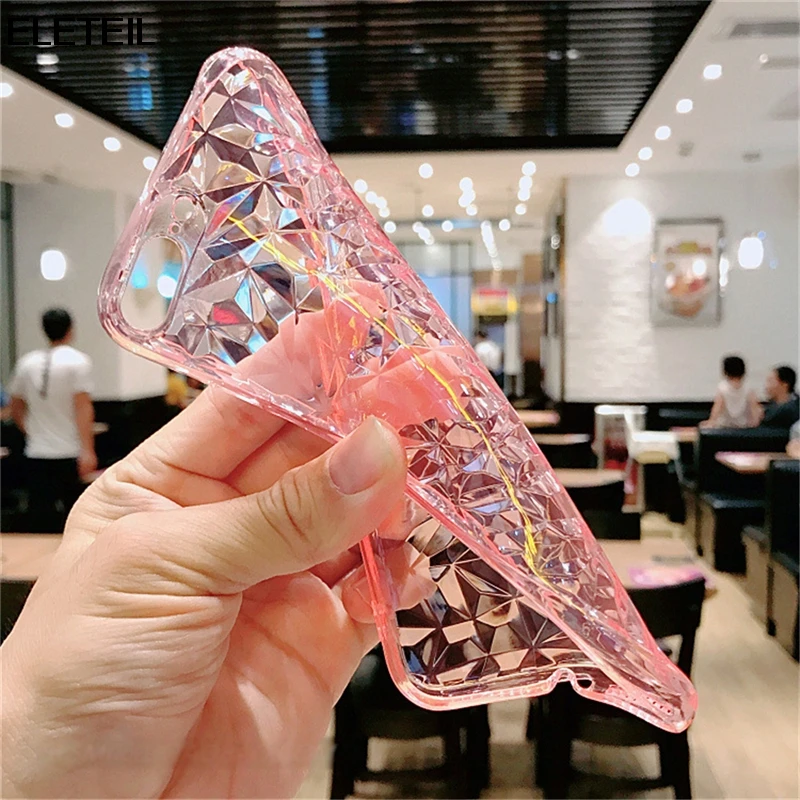 ELETEIL 3D Diamond градиент чехол для iPhone X мобильный мягкий телефона Вернуться ТПУ 7 6 6s 8
