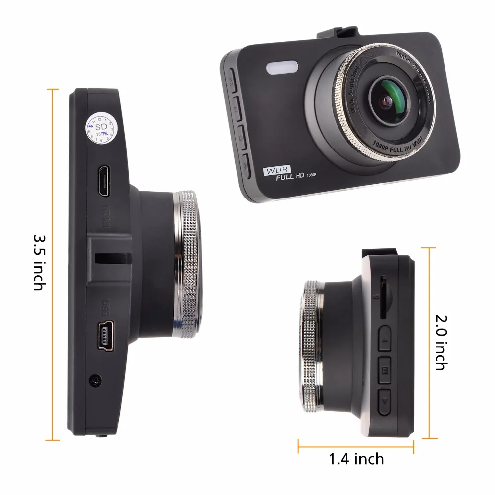 AZGIANT Dash Cam HD 3 дюйма 1080 P Автомобильный видеорегистратор Портативный видеорегистратор с сенсором циклическая запись вождения рекордер g-сенсор 170 градусов