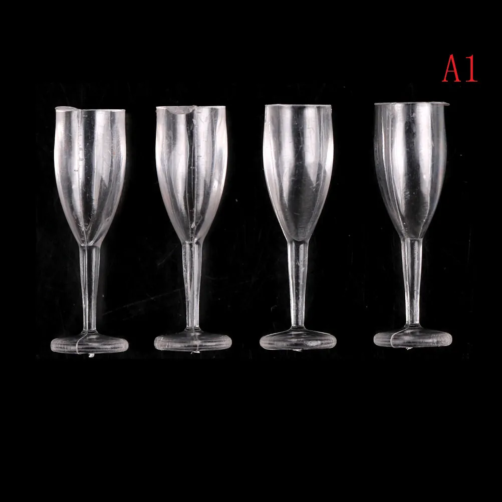 4PCS Dollhouse 1:12 Kitchen Plastic Goblets Clear Glass Cups Toy Miniature Small Mini Cup Supply | Игрушки и хобби