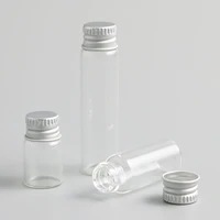 5pcs clear glass bottle test tube with silver aluminum lid diy tools wishing bottles lab supply portable empty packaging