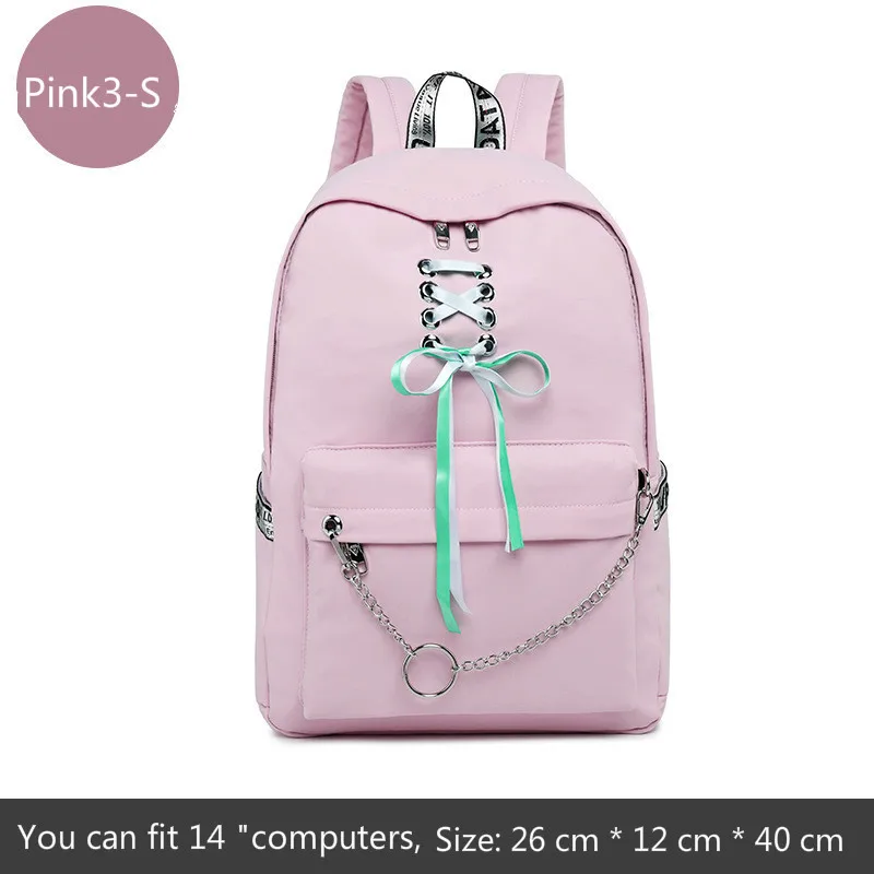 Pink3-S Fashion Girl Schoolbag Students Pink Laptop Backpack School Bags For Teenage Girls Women Backpacks Mochila infantil Escolar - Color: Pink3-S