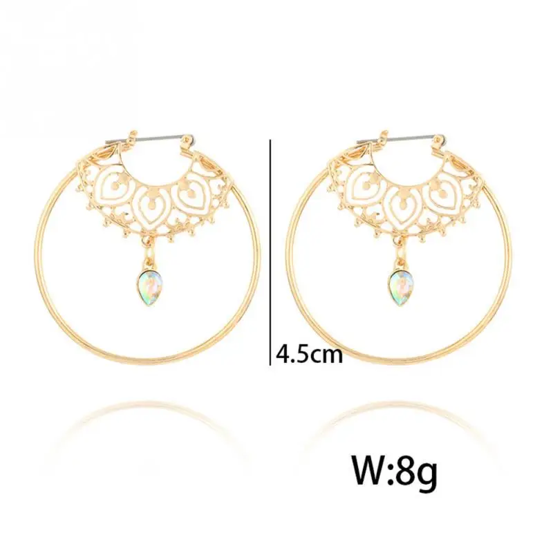 Женские круглые серьги кольца Boho золотого цвета модные геометрические обручи с