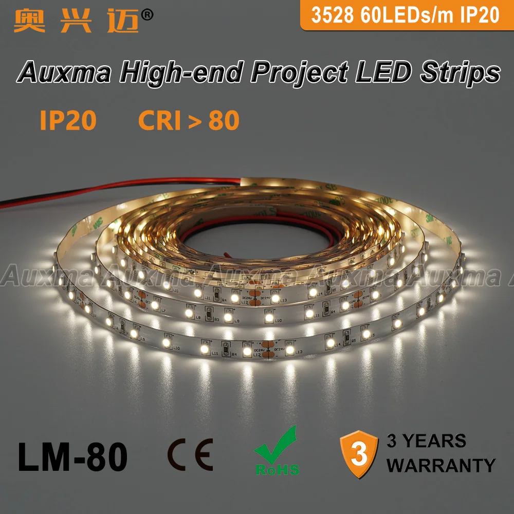 3528 60 светодиодный s/m Светодиодная лента, CRI80 RA80 IP20, DC12V/24 V 4,8 Вт/м 5 m, 300 светодиодный s/Катушка, не водонепроницаемый для комнатной гостиной спальни