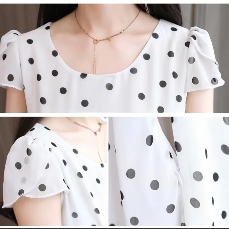 

Bohemia Summer Chiffon Dress 2019 Fashion Casual A-Line Polka Dot Print Long Dress Short sleeve Slim Beach Dresses Vestidos