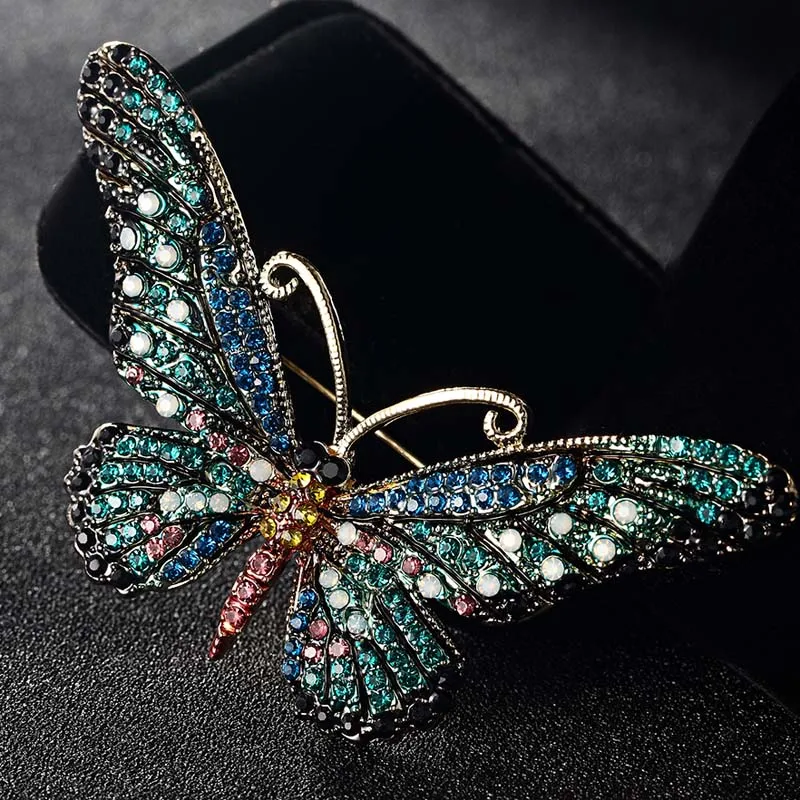 

Blucome Fashion Women Butterfly Brooches Pins For Women Perfect Rhinestone Crystal Hijab Pins And Broaches colares Broches Pins