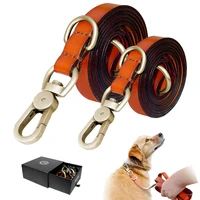 dog leash genuine leather pet dog leash lead collar correa perro walking running leashes for medium large dogs hondenriem brown