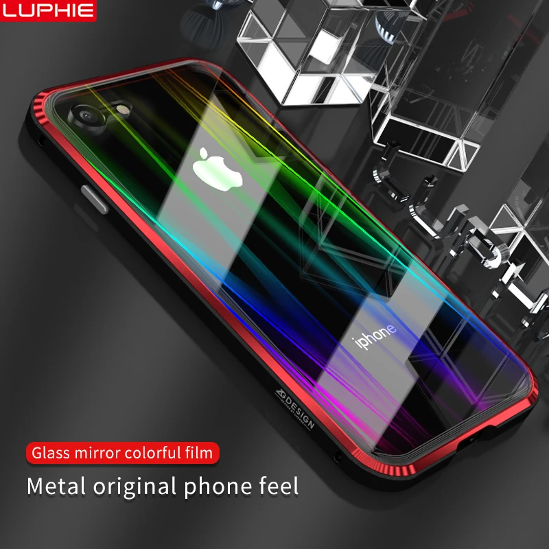 LUPHIE цветной лазерный чехол Aurora для iPhone X XS 8 7 Plus роскошные чехлы прозрачная
