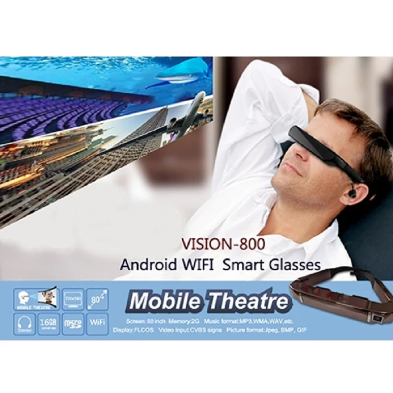 3D VR очки WiFi MTK6582 четырехъядерный 1 Гб+ 2 Гб Супер смарт retina очки виртуальной реальности Гарнитура с 5.0мп камерой