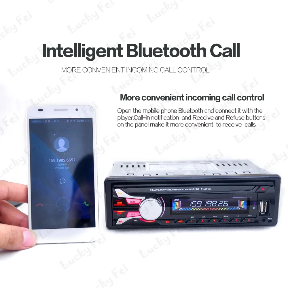 Новинка, fm-радио, 12 В, Bluetooth, V2.0, MP3 аудио плеер, съемный, разборный, передняя панель, MP3, FM функция/USB/SD/In-Dash, 1 DIN