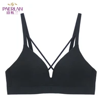 paerlan small breasts wire free thin push up cross bras push up glossy se amless sexy womens underwear back closure 34 cup