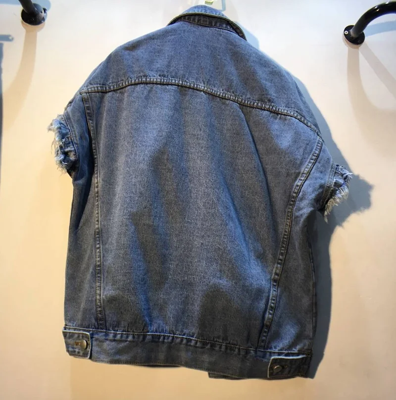 Джинсовый жилет новинка весны 2019 джинсовая куртка без рукавов украшенная