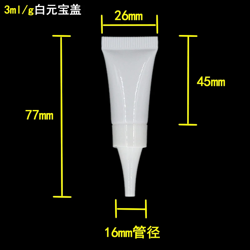 

100pcs empty 3ML mini white soft Tube, 3G Cream Tube with white lid, 3 ml Cosmetic Sample Plastic Soft tube for eye cream