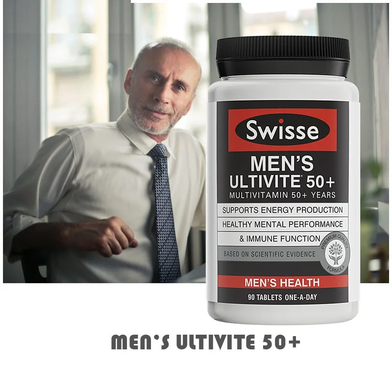 

Swisse Compound Vitamins for 50+ Year Men Health Wellness Supplements Male Energy Activity Levels Stamina Vitality During Stress