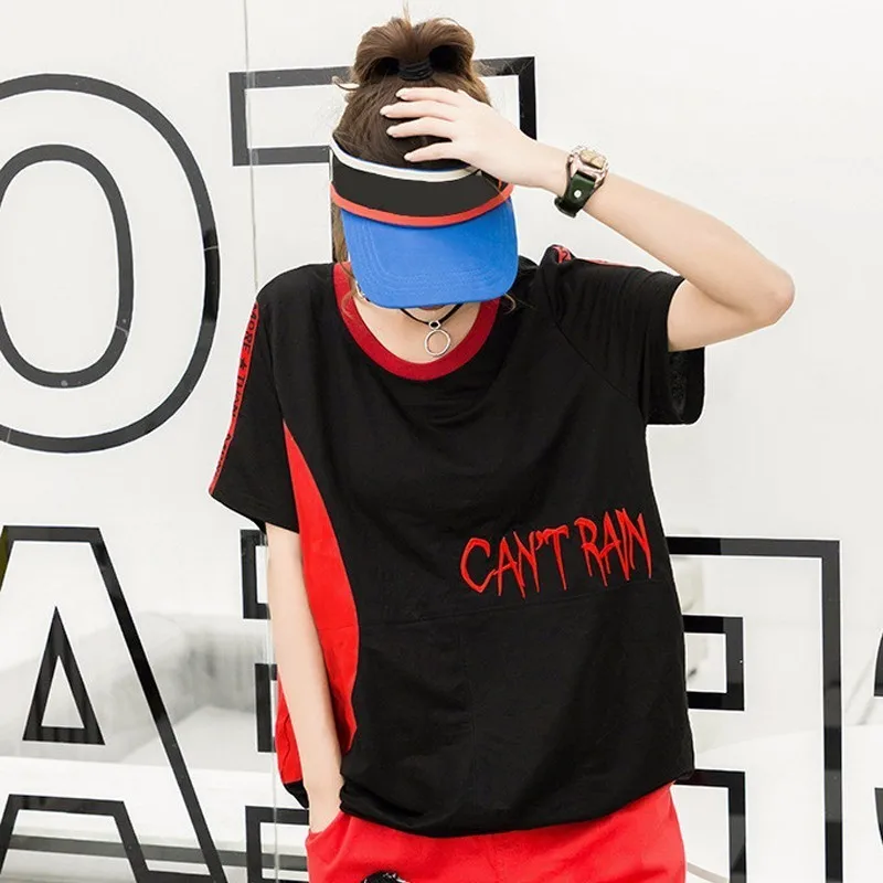 

Max LuLu Summer Korean Fashion Crop Tops Ladies Punk Streetwear Womens Embroidery Harajuku Tee Shirts Patchwork Casual Tshirt