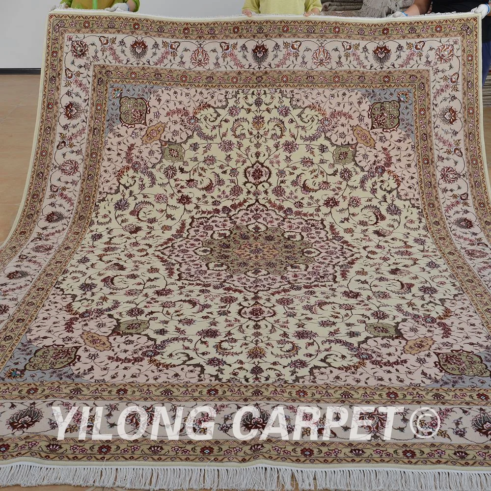Yilong 8'x10' античный Восточный Шелковый шерстяной ковер розовый изысканный