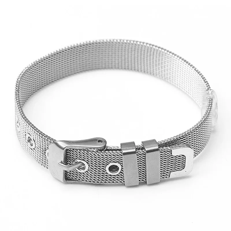 

Boosbiy DIY 6 Colors Fashion Jewelry For Women Stainless Steel Mesh Keeper Brand Bracelets With Slide Charms Bracelets Gift