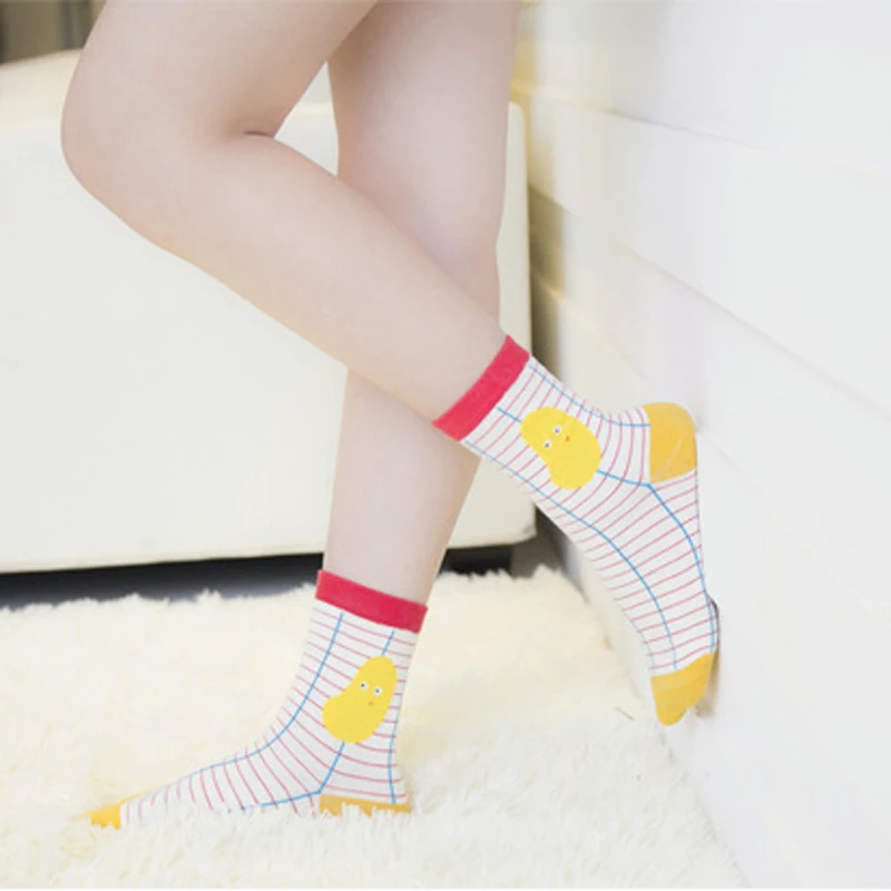 

6Pairs Cute Cartoon 3D Print Socks for Women Cotton Fruit Socks Art Meias Femininas Chaussette New Design Funny Socks Sokken