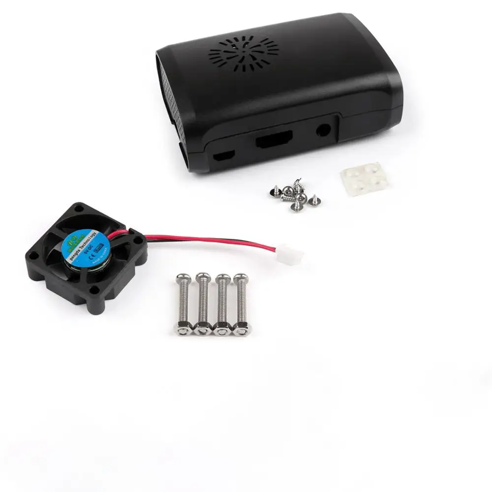 BK Case and Fan Для Raspberry Pi 3 Model B Raspberry Pi2/3 B+ ABS пластиковый чехол коробка+ кулер вентилятор+ алюминиевый радиатор для Raspberry Pi 3B 2B чехол - Цвет: BK Case and Fan