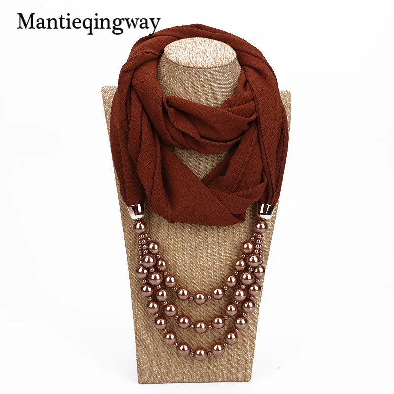 Mantieqingway шарфы с жемчугом ожерелья Длинные ожерелья бусы кулон шарф шейный кулон для женщин Bijoux дропшиппинг