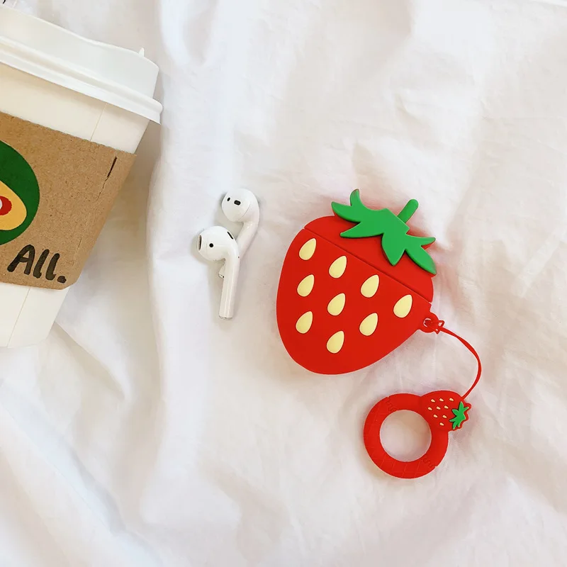 Симпатичная Клубника Фрукты беспроводной Bluetooth наушники чехол для Apple Airpod
