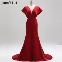 janevini vestidos burgundy beaded plus size mother of the bride dresses mermaid v neck evening gowns vestido madre novia 2018