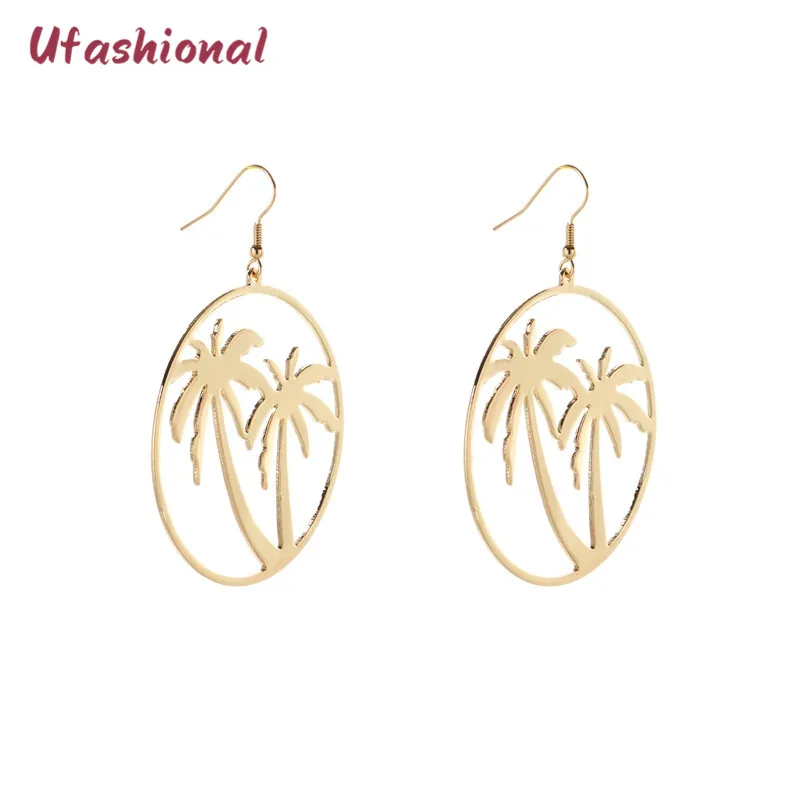 Длинные висячие серьги букле Oreille Европейская мода бижутерии кокосовое подвеска