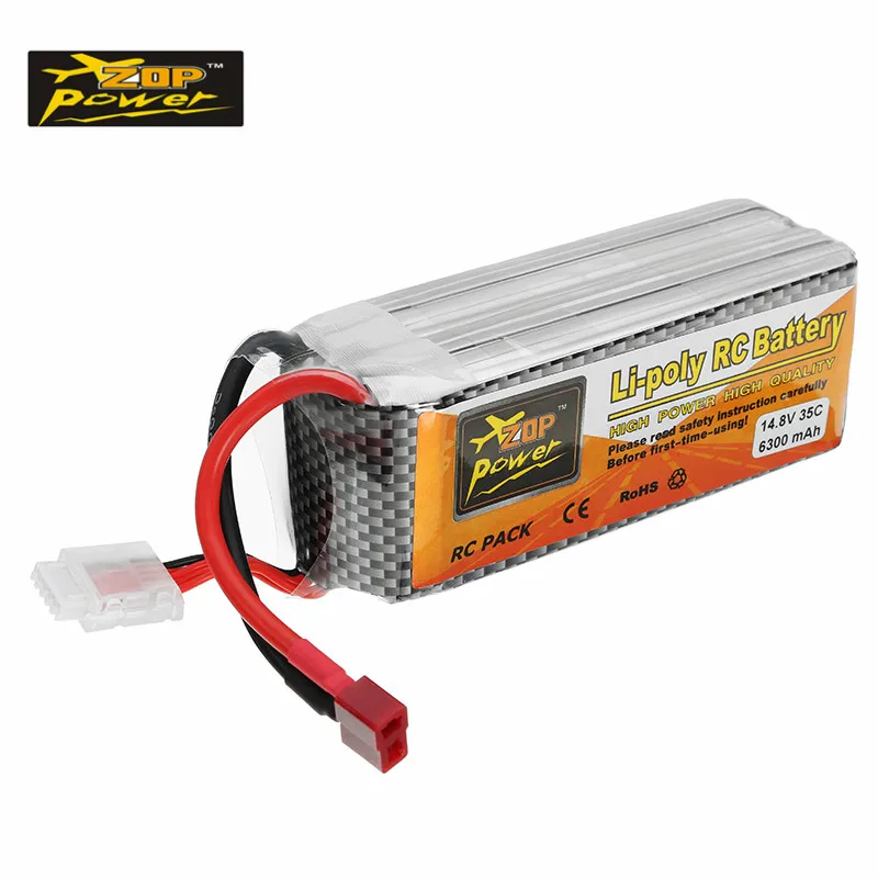 Аккумуляторная батарея ZOP Power 14 8 в 6300 мА/ч 35C литий-полимерная Т-образный разъем