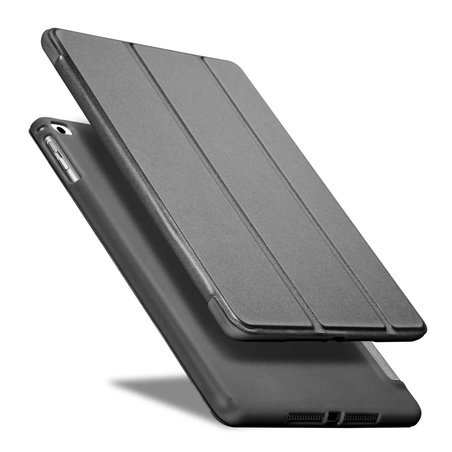 Черный PFHEU Чехол для iPad 9,7 / A1822 A1893 силиконовый мягкий чехол из искусственной кожи для iPad Air 1/Air 2 - Цвет: Черный