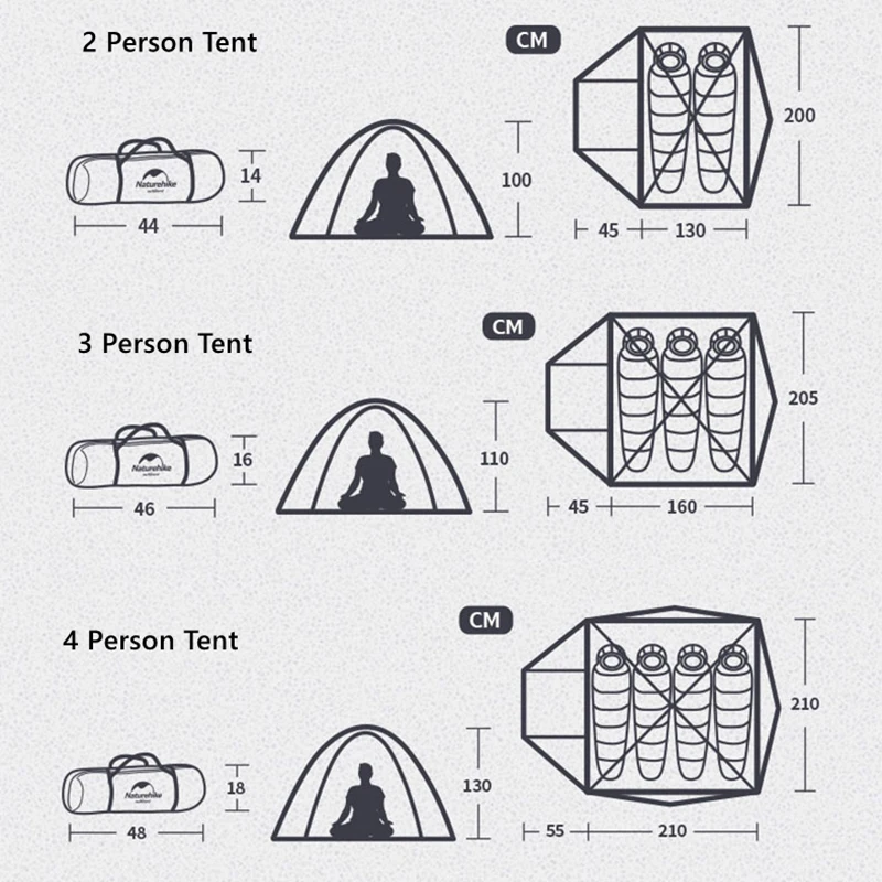 Naturehike 2 3 4 Person Outdoor Recreation Camping Tent Season Double Layer Waterproof for Backpacking Hiking Car | Спорт и