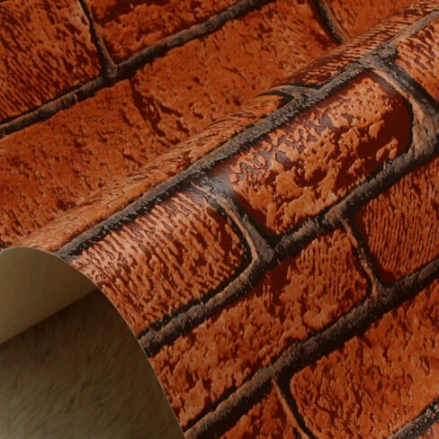 Китайские классические черные красные 3D кирпичные обои ПВХ водонепроницаемые