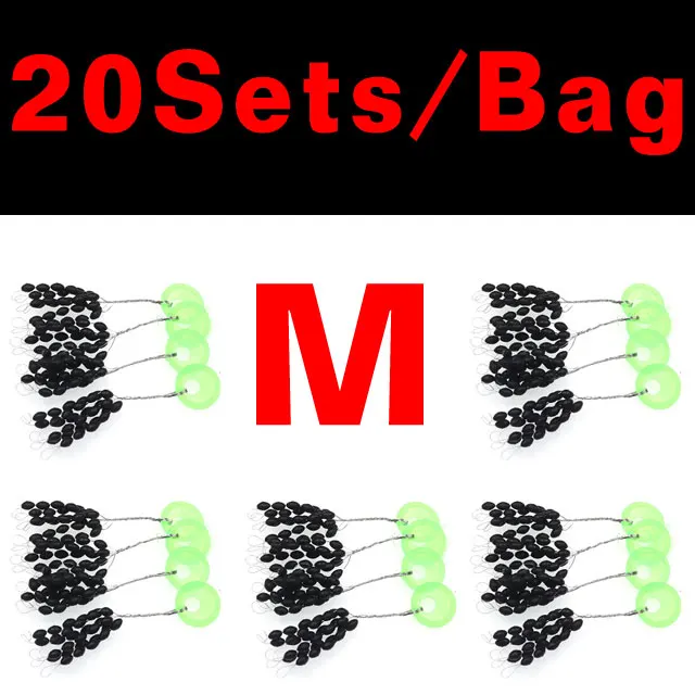 20sets M JIGEECARP 20 комплектов для ловли карпа и соленой воды рыболовные снасти и поплавок резиновые стоп/пробки черная оливковая форма космические бобы резиновое сухожилия - Цвет: 20sets M