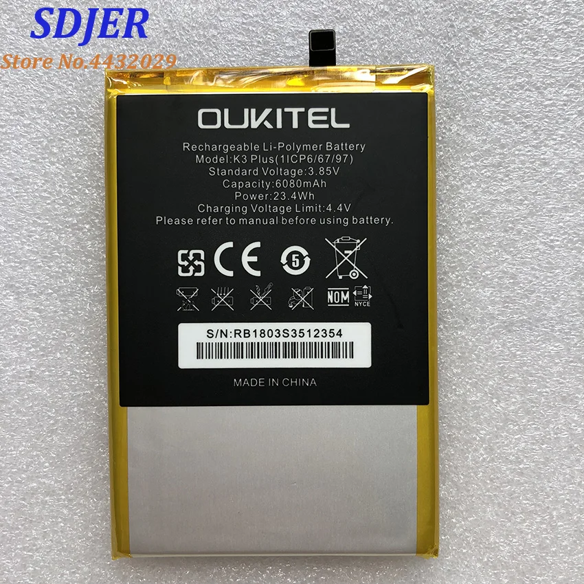 100% новый OUKITEL K3 PLUS запасная 6068 мАч батарея для смартфона PLUS|Аккумуляторы