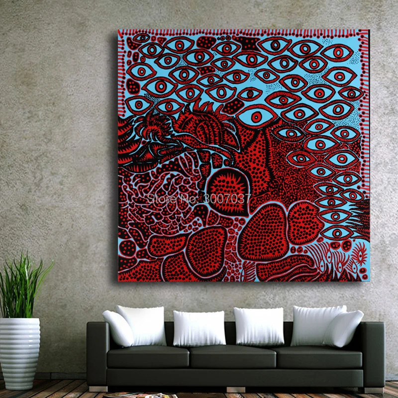 Yayoi Kusama абстрактная красная картина 100% ручная роспись на холсте для гостиной