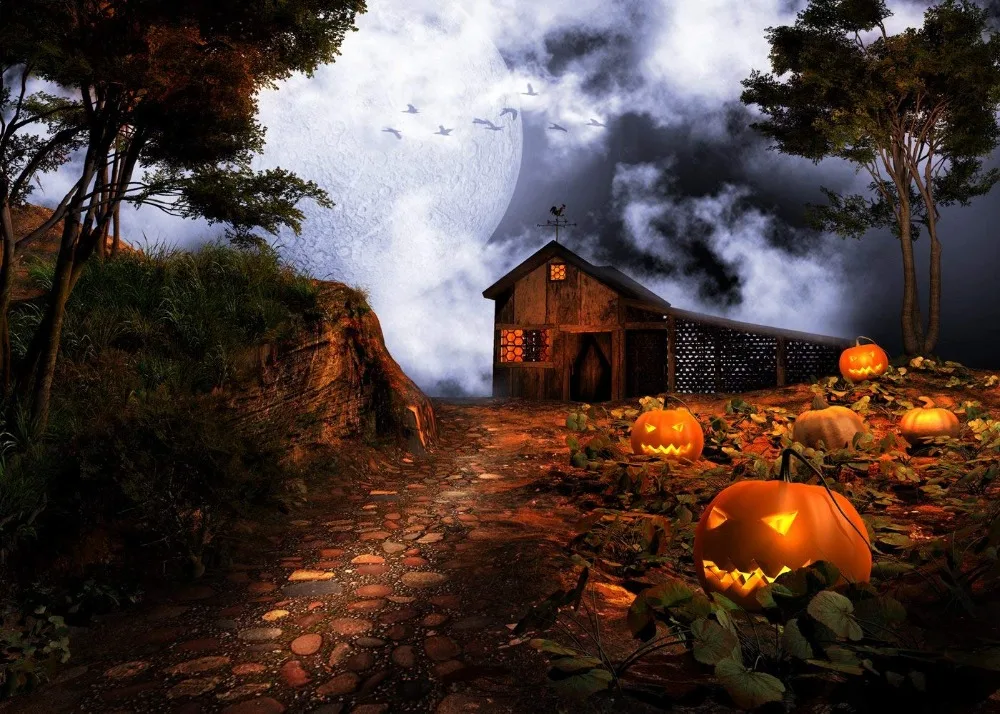 Dephoto бесшовный фон для фотосъемки с изображением амбара злой тыквы хэллоуин