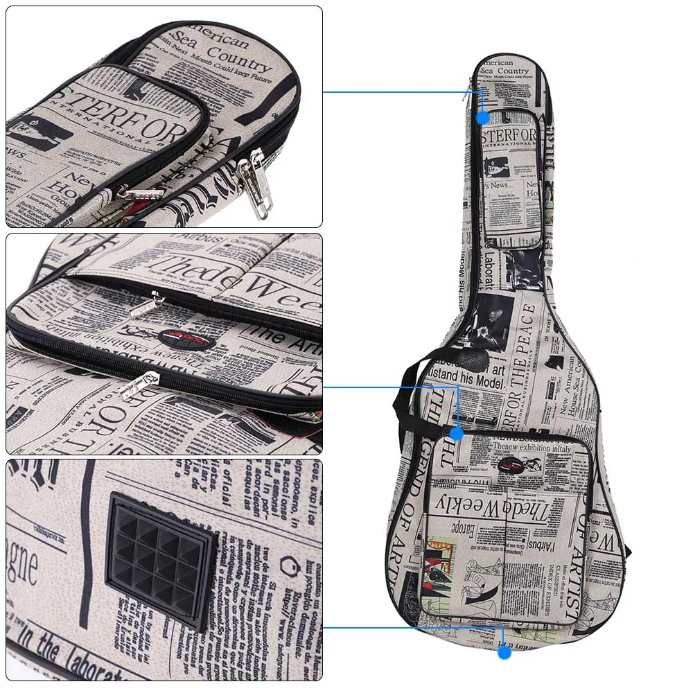 600D ткань Оксфорд стиль двойные Прошитые мягкие ремни Gig Bag гитара переноска чехол
