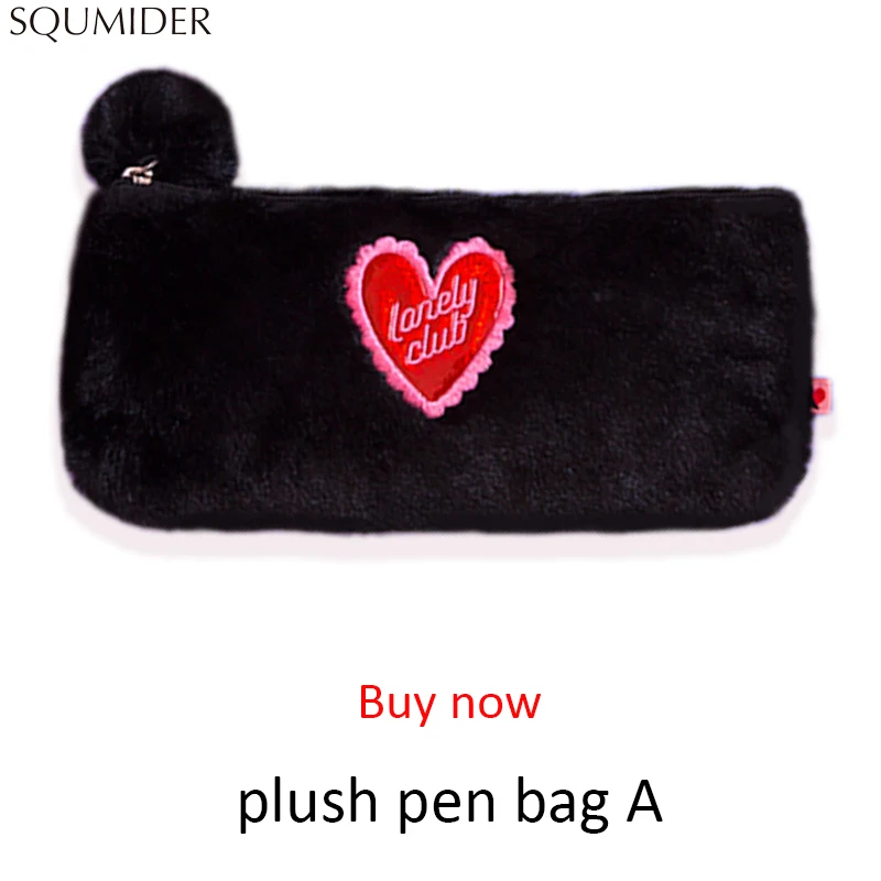 plush pen bag A Большой емкости плюшевый кавайный пенал любовь канцелярская сумка подарок девушка школьные канцелярские принадлежности для студентов косметичка бренд - Цвет: plush pen bag A