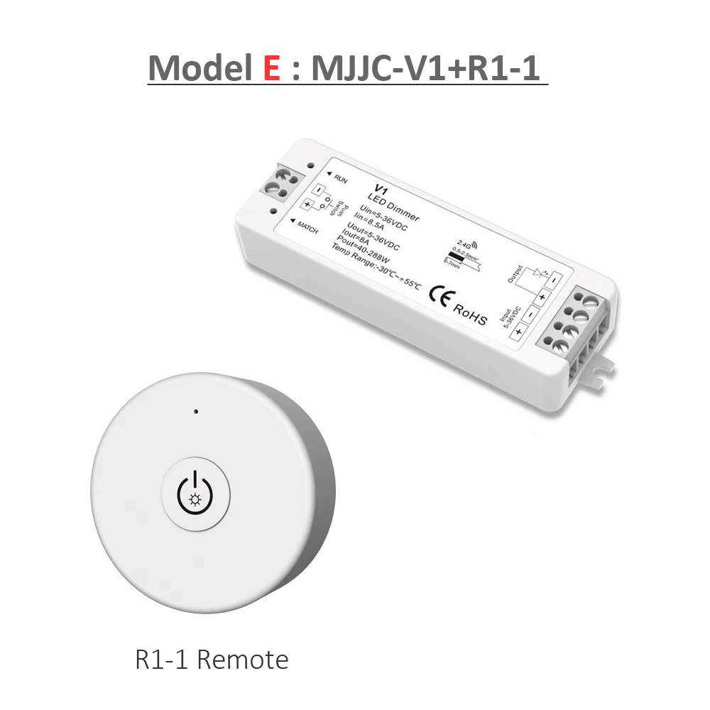 Model E Светодиодный диммер 12 V 24V PWM Беспроводной диммер 5V 36V Светодиодные ленты Диммер 12 вольт RF 2,4G дистанционное управление Управление для одного Цвет освещение - Цвет: Model E
